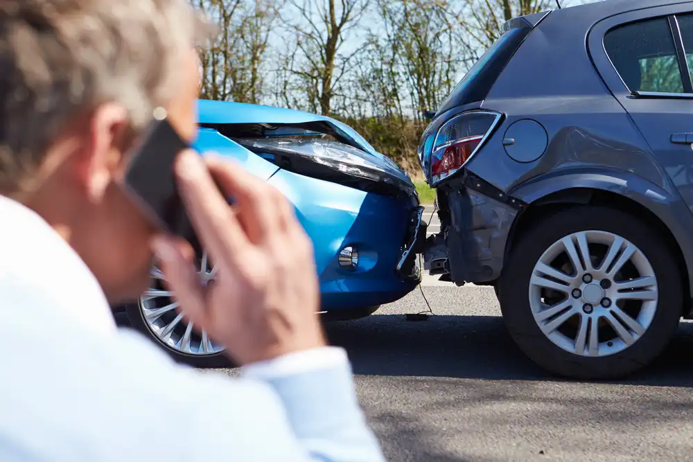 car accident victim on the phone